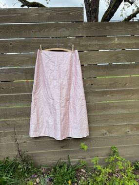 Michelle DeCourcy Blush Pink A-Line Silk Midi Skirt